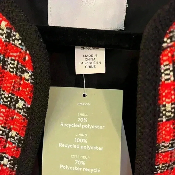 H&M Textured Weaved Jacket SX Holiday Red - Picture 7 of 10